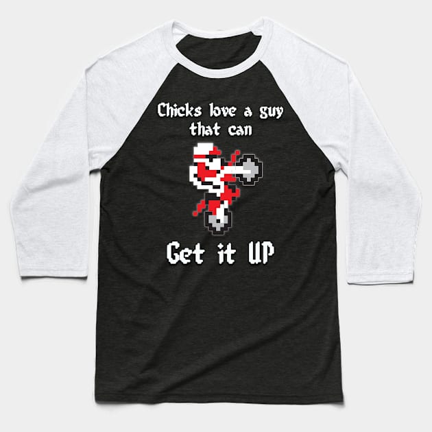 Get it up Excite Bike Red Baseball T-Shirt by Destro